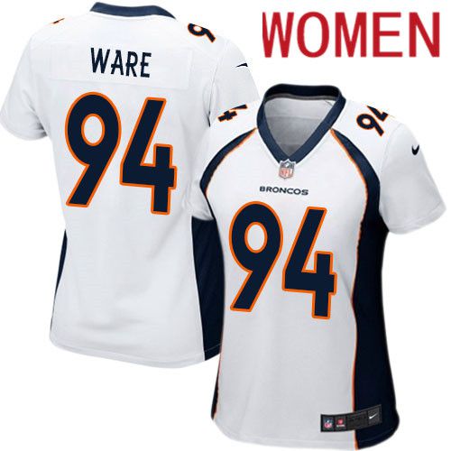 Women Denver Broncos #94 DeMarcus Ware White Nike Game NFL Jersey->women nfl jersey->Women Jersey